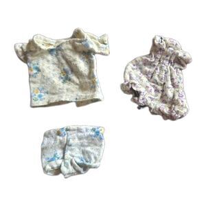 Vintage Doll Clothes 1980s? Handmade? Fashion Baby Floral 3 Pc Top Shorts Outfit
